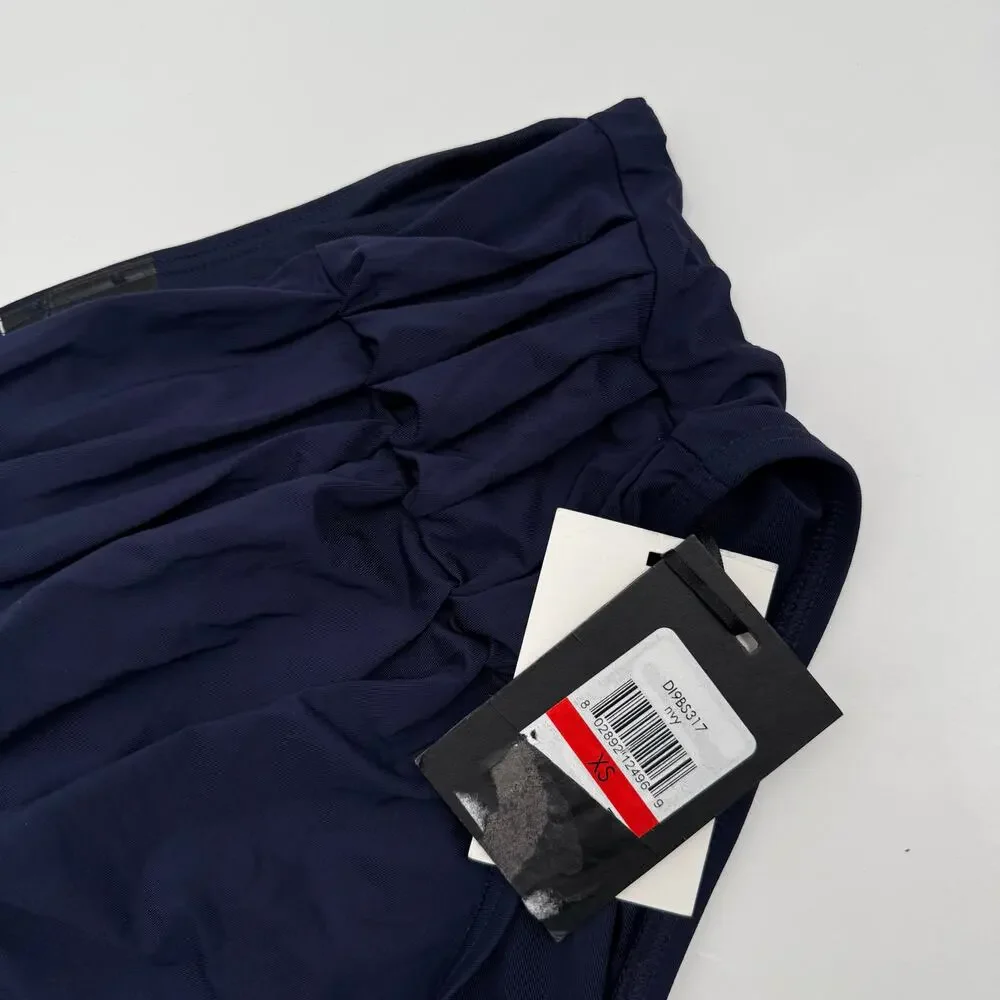 DKNY Bikini Bottoms SZ Extra Small Ruched High Waist Navy Blue NWT Swim Classic - Picture 8 of 11
